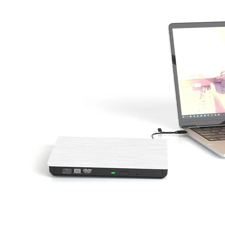 hit productDual USB Interface White DVD RW Burner External Optical Drive 8x/24x Speed 4MB Cache Tray Type Compatible WIN10/WIN8/