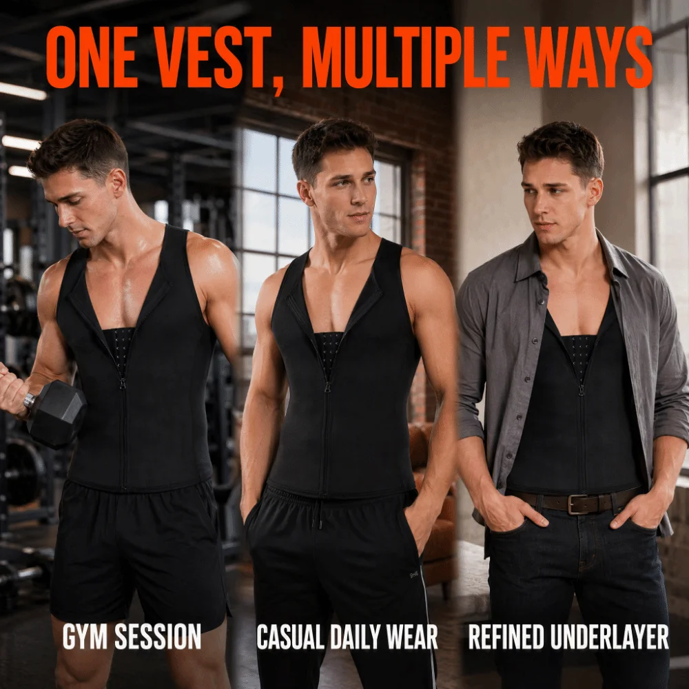 Compressed Men Shapewear Compression Design Front Zipper Slimming Body Shaper Sleeveless Tank Cut With Zipper Zipper Underwear view 6