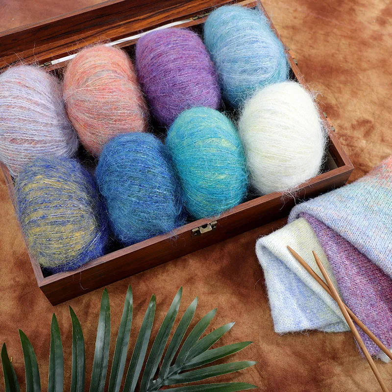 Hand Woven Oil Painting Mohair Yarn Gradient Skincare Warm Wool Yarn For Diy Scarf Shawl Sweater Hat Mohair Crochet Yarn Thread