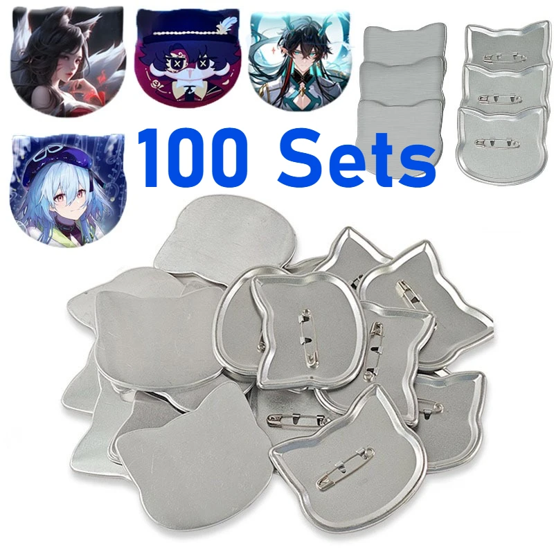 

100 шт., 68x58 мм, набор булавок для пуговиц в форме кошки, набор деталей для металлических пустых значков «сделай сам», с задней частью