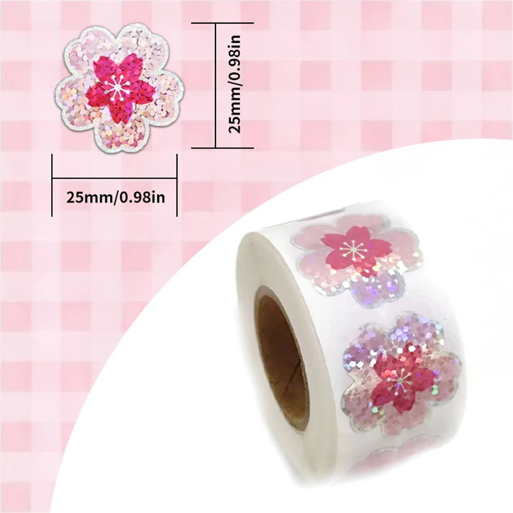 100-500pcs Laser Pink Floral Pattern Stickers Birthday Wedding Party Gift Wrapping Label Scrapbook Stationery Stickers