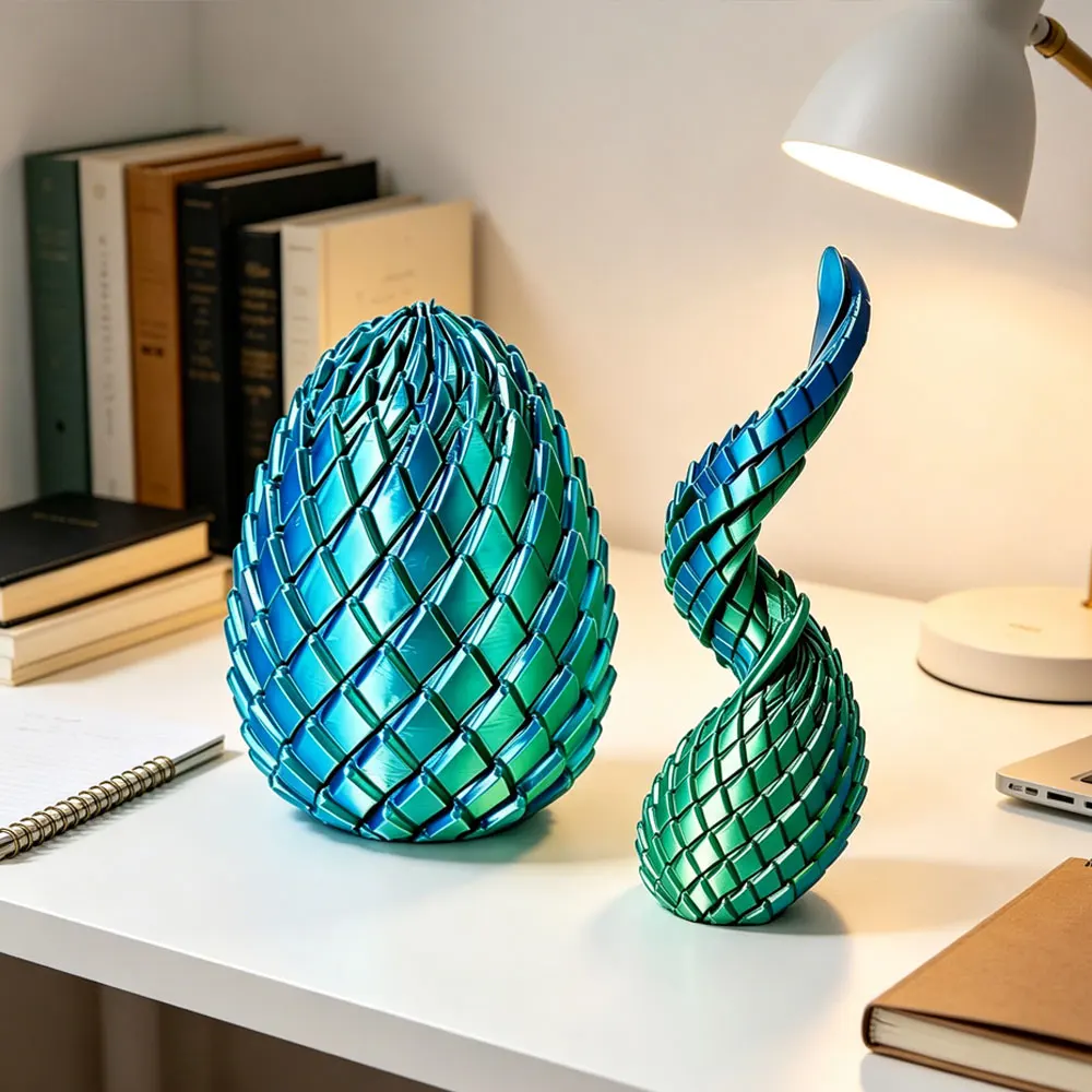 3D Printing Rotate Dragon Egg Stress Relief Model Deformable Twist Egg, Creative Stress-Relief Gadget Desk Ornament