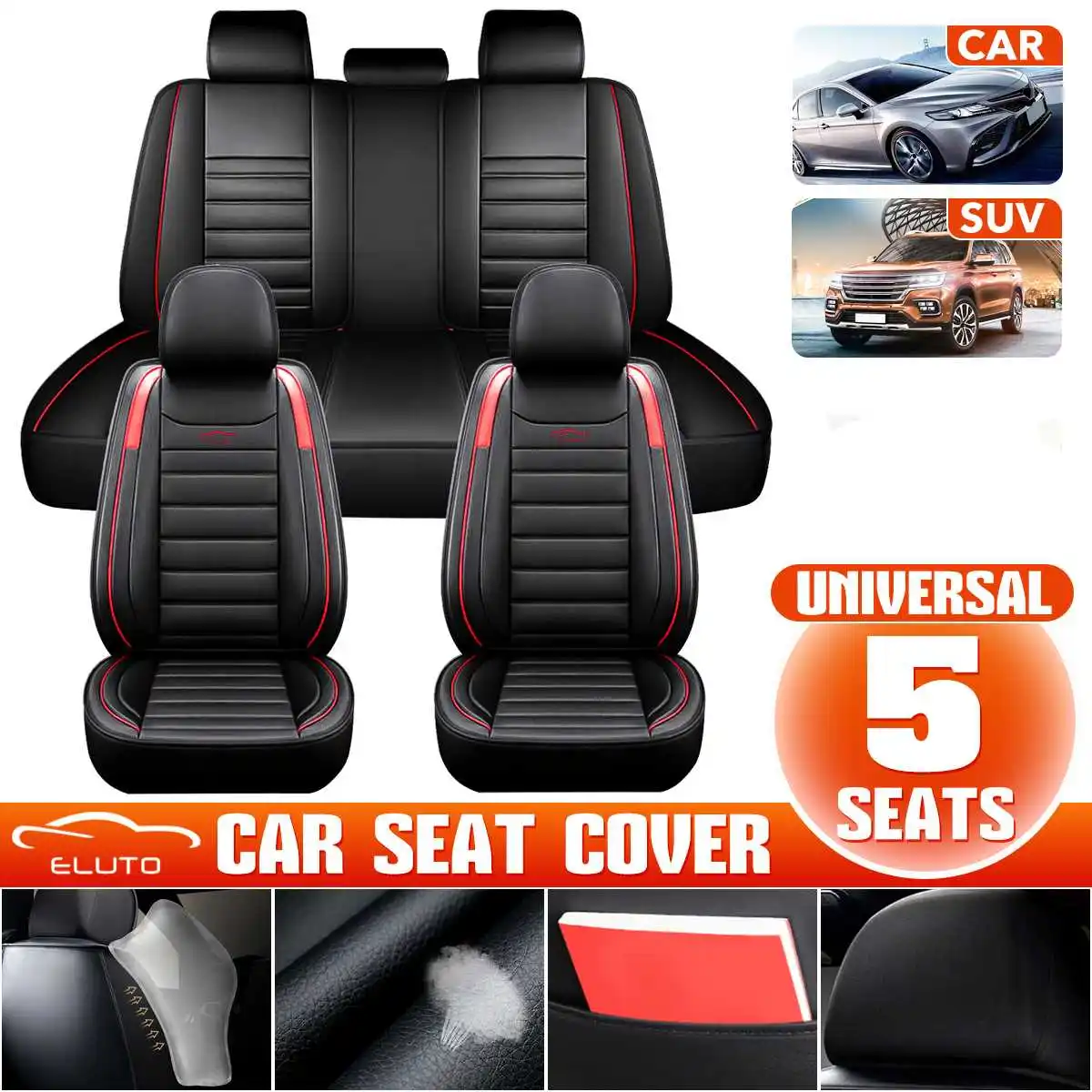 For 5-Seats ull Set Leather Car Seat Cover For Ford Focus 2 MK1 MK3 Mondeo MK4 Fiesta MK7 for Fusion Kuga Ranger explorer 5