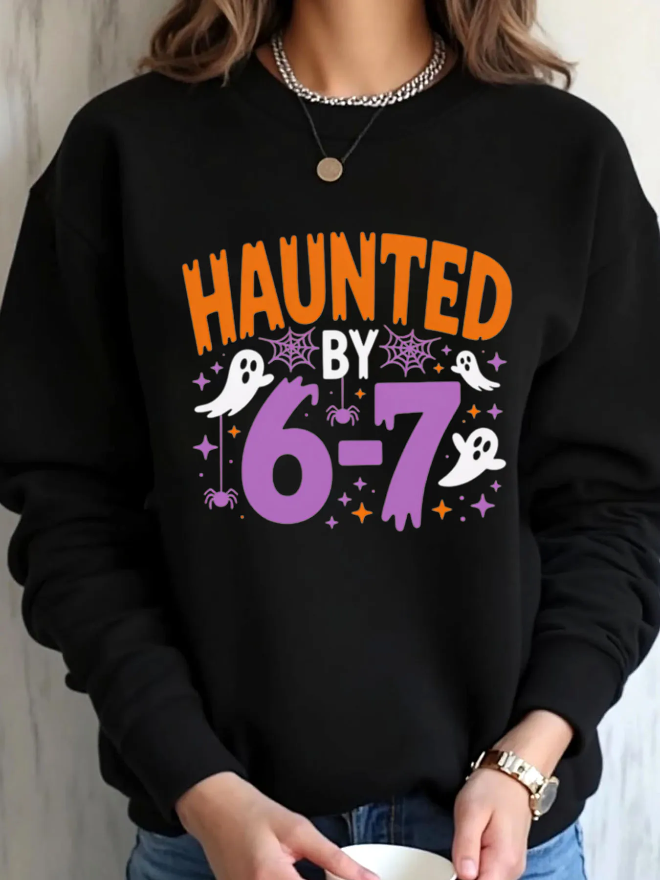 

Женская толстовка большого размера на Хэллоуин с привидениями до 6-7 лет, верхняя одежда с принтом призраков и пауков