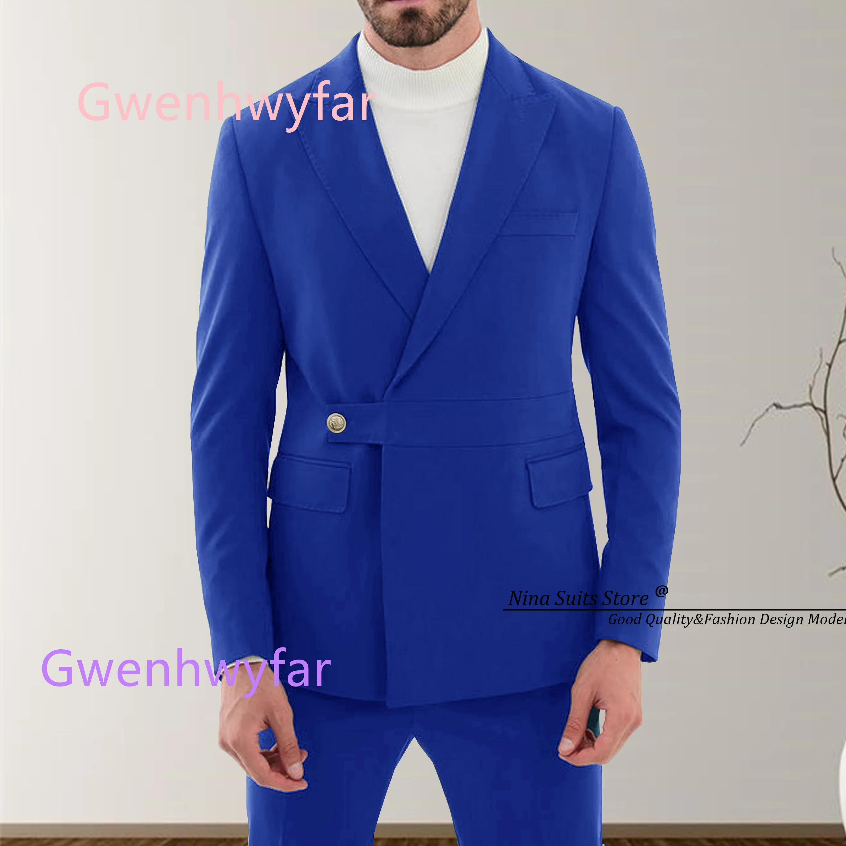 G&N 2027 New Hot Pink Suit 2-piece set for Men's Comfortable Suit Jacket and Pants, Belt Buttoned Costume Homme for Fashion Prom