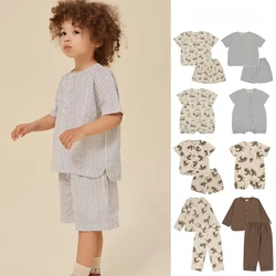 2025 Summer KS Baby Boys Cartoon Printed T Shirts Shorts Sets Kids Cotton Clothes Newborn Sailboat Jumpsuit Homewear Suits 1-6Y