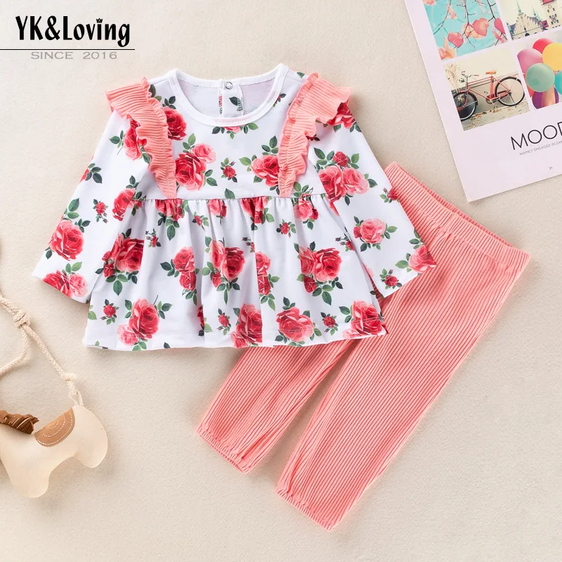 

Baby Hair Accessories Hot Sale Children's Clothing Baby Festival Outfits Baby Floral Dress Long Pants Set