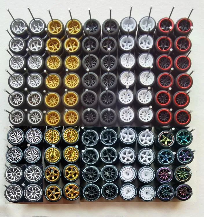 Promotion 50sets（for50 cars）11mm Size 1/64 Hotwheels Alloy Car Wheels with Rubber Tires for 1:64 Matchbox/HW/ Mini Model Cars