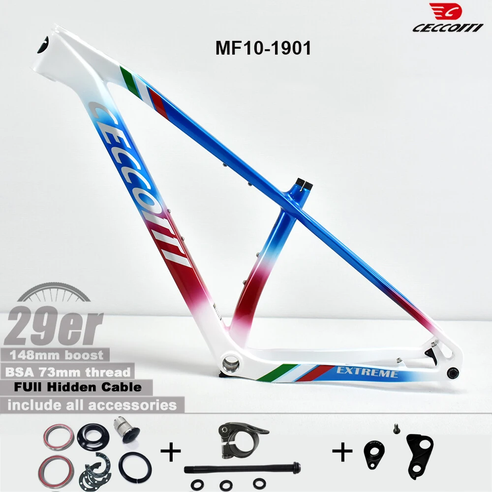 2026 CECCOTTI Carbon Frame MTB 29 Mountain Bike Hardtail Frames 148*12mm Thru Axle BOOST 29er*2.3 Inch MTB Bicycle Frame