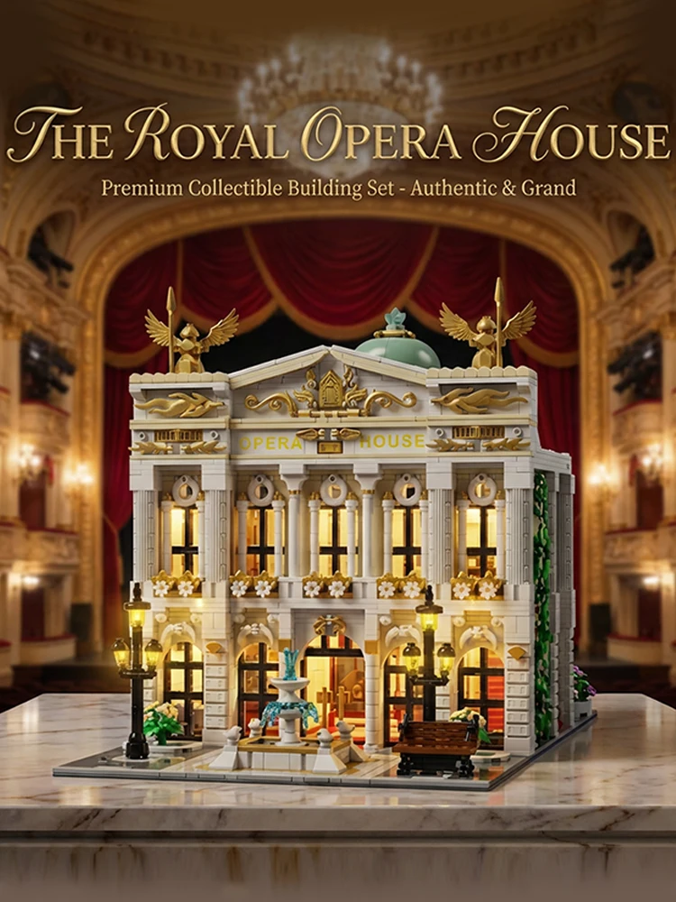 Opera House Verlichting Bouwset Met 8 Figuur Stad Architectuur Modulaire Bouwstenen Assemblagemodel Kit Volwassenen Gift 4490 STKS - afbeelding 2