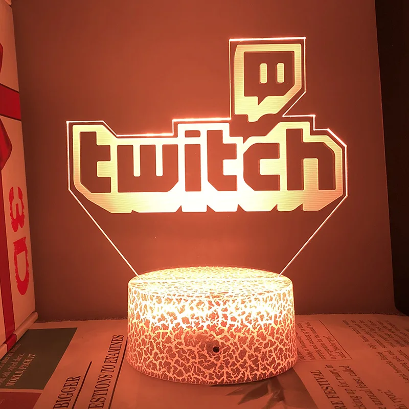 Twitch Logo Night Light Customize Name Acrylic Stands Led Lamp For Bedroom Room Decor Birthday Gift