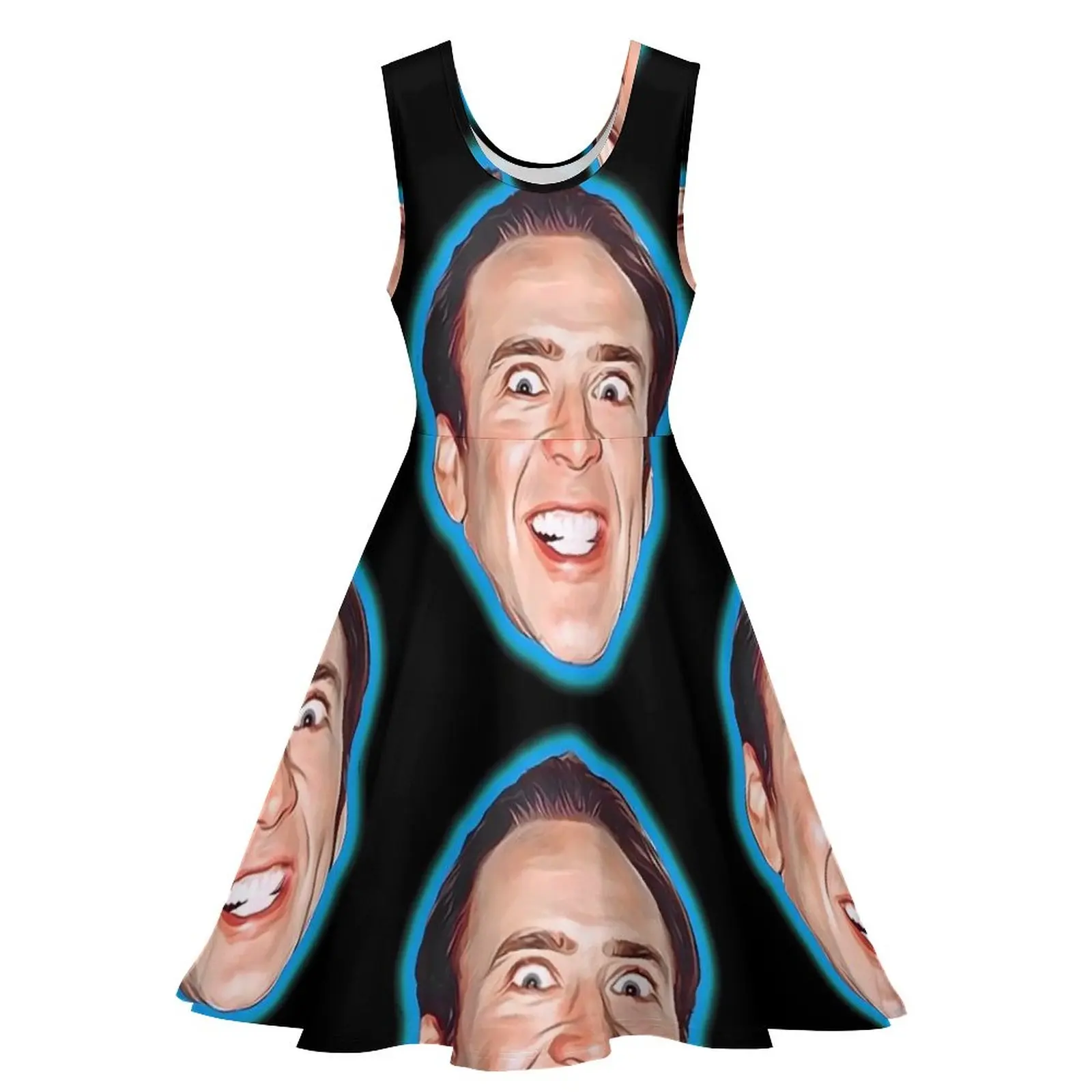 Crazy Nicolas Cage Dress Nick Cage Elegant Dresses Sleeveless Casual Skate Dress Female Graphic Vestido Gift Idea