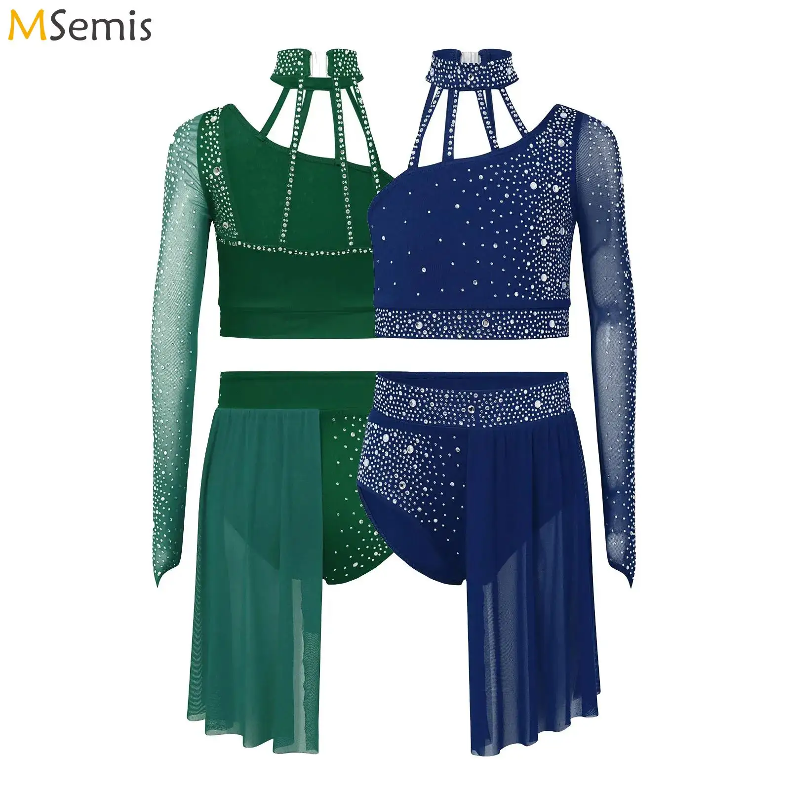 Costume da danza classica senza maniche per adolescenti, body da ginnastica ritmica, con gonna, danza lirica moderna, professionale e contemporanea