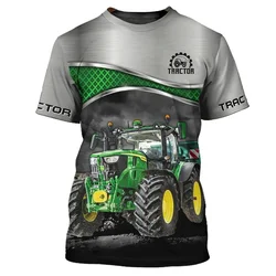 Farm Tractor Graphic T Shirt For Men Truck 3D Printed T-Shirts Casual Round Neck Tops Loose Short Sleeve Oversized Unisex Tees