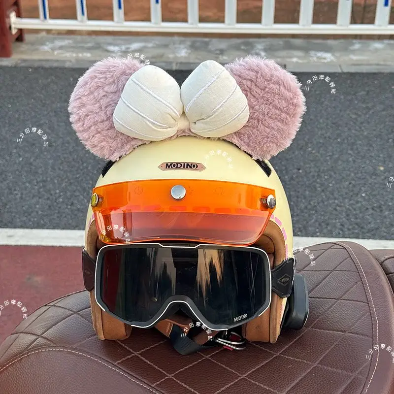 Motorcycle Helmet Decoration With Butterfly Strap And Cute Ears Female And Child Specific Helmet Decoration No Helmet