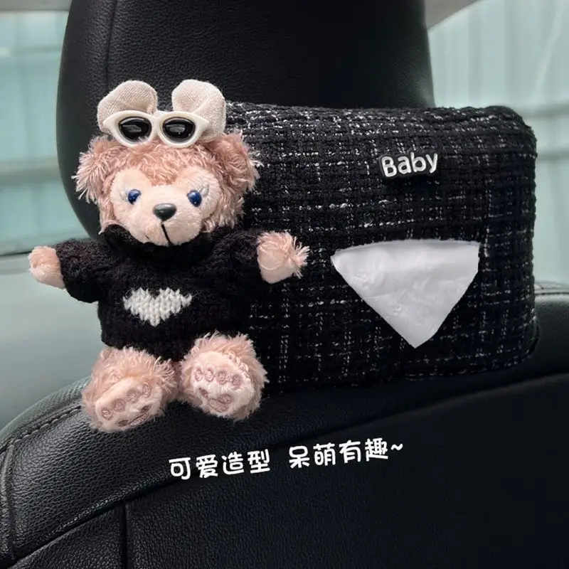 หมีน้อยน่ารักสร้างสรรค์กล่องกระดาษทิชชูรถที่นั่งด้านหลังด้านหลังถุงกระดาษแขวนภายในกระดาษทิชชูตกแต่ง
