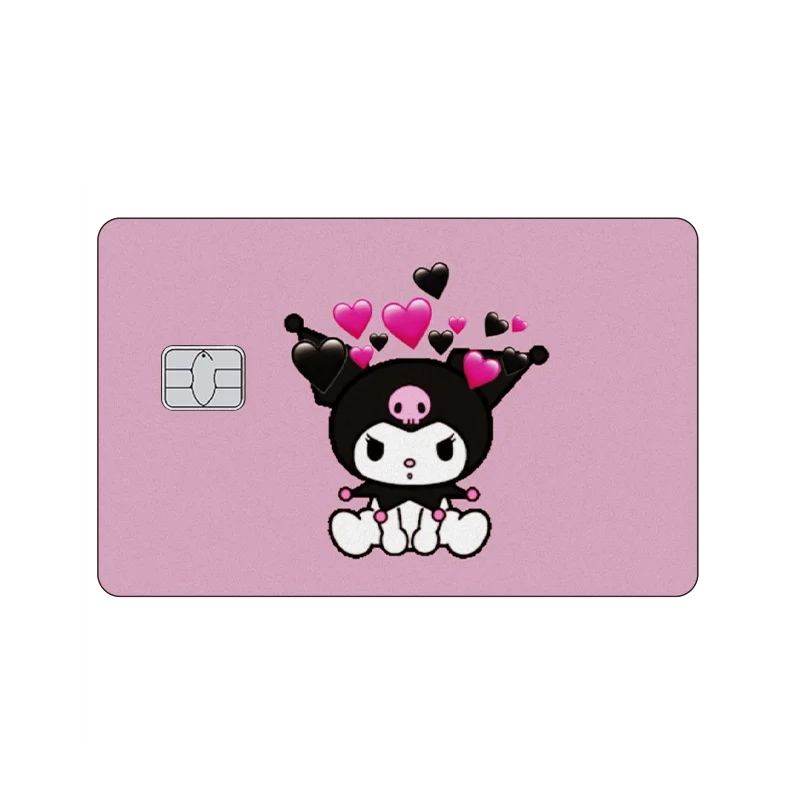 Anime Sanrio Kuromi Cartoon Card Stickers Cover Kawaii Cool Sweet Small Chip Bus Card Credit Card Waterproof Film Skin Cover Toy