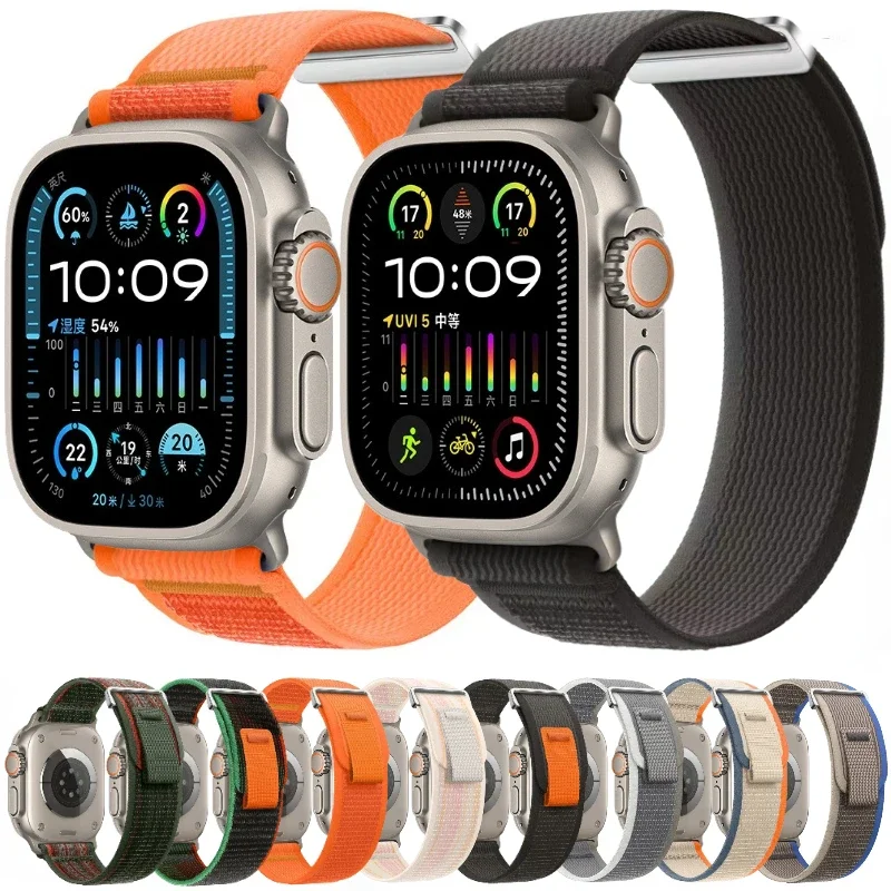 Nylon Trail Loop Strap For Apple Watch Ultra 2 49mm 10 9 8 7 42mm 46mm 45mm 41mm Sports Bracelet iWatch 6 5 4 SE 44mm 40mm Band