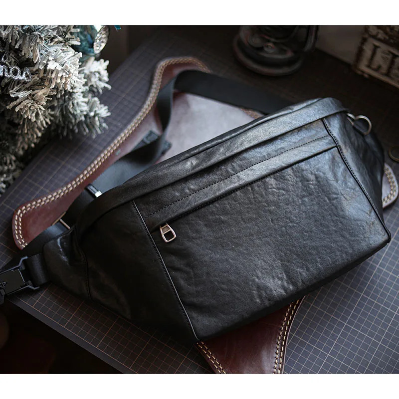 Men Genuine Leather Crossbody Bags Messenger Bag for Male Trendy Shoulder Bags Casual Travel Sling Bag Handbags