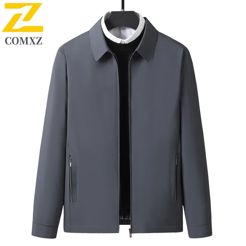 COMXZ Men Cotton Padded Jacket Brand Luxury Business Stand Collar Office Travel Lightweight Puffer Jacket Windproof Outdoor Coat
