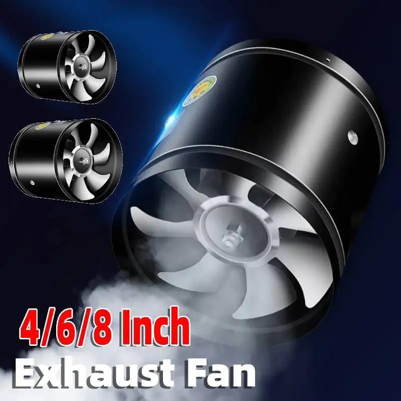 4 6 8 Inch Pipe Exhaust Fan 2800RPM Pipe Air Ventilation Fan Low Noise Metal Wall Fan for Bathroom Kitchen Washroom Canteen