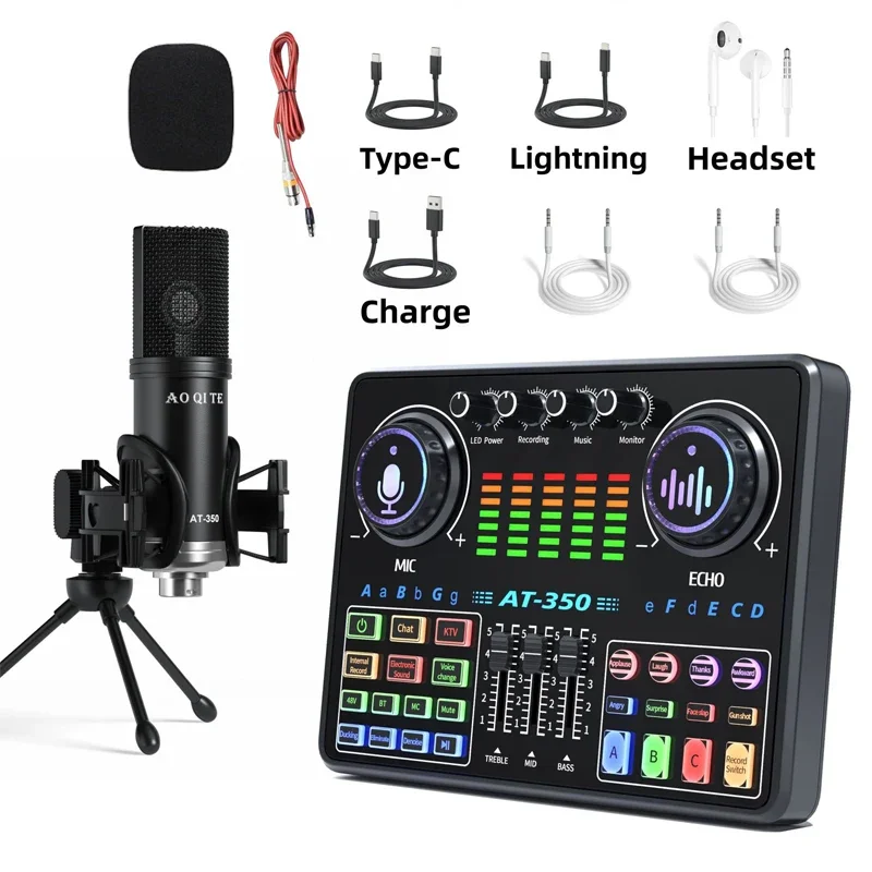 حامل سطح مكتب ميكروفون لتقليل الضوضاء ، بطاقة صوت حية ، خلاط استوديو ، صوت غناء ، بث مباشر ، مجموعة حصرية ، AT350 ، 48 فولت ، AT350 #4