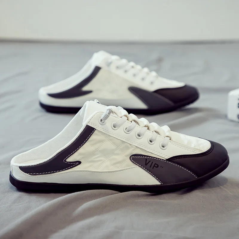 

Men's Summer 2024 Slip-On Shoes Breathable Fashionable Versatile Low-Top Canvas Shoes Korean Style Lazy One-Step Trendy Shoes