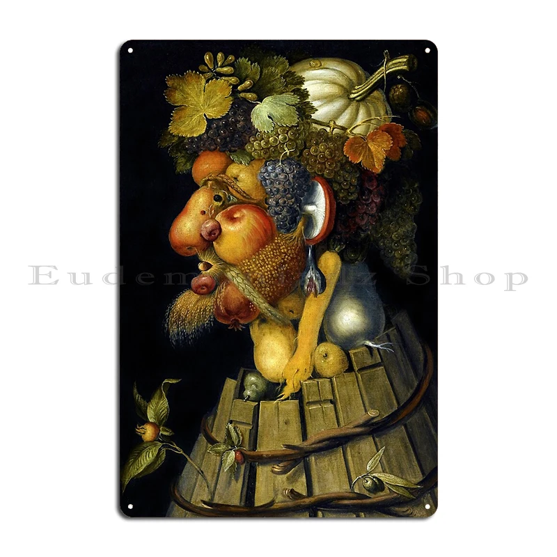The librarian Giuseppe Arcimboldo Four seasons in One Head Autumn Metal Custom Design Decoration Wall Decor Tin Sign Poster