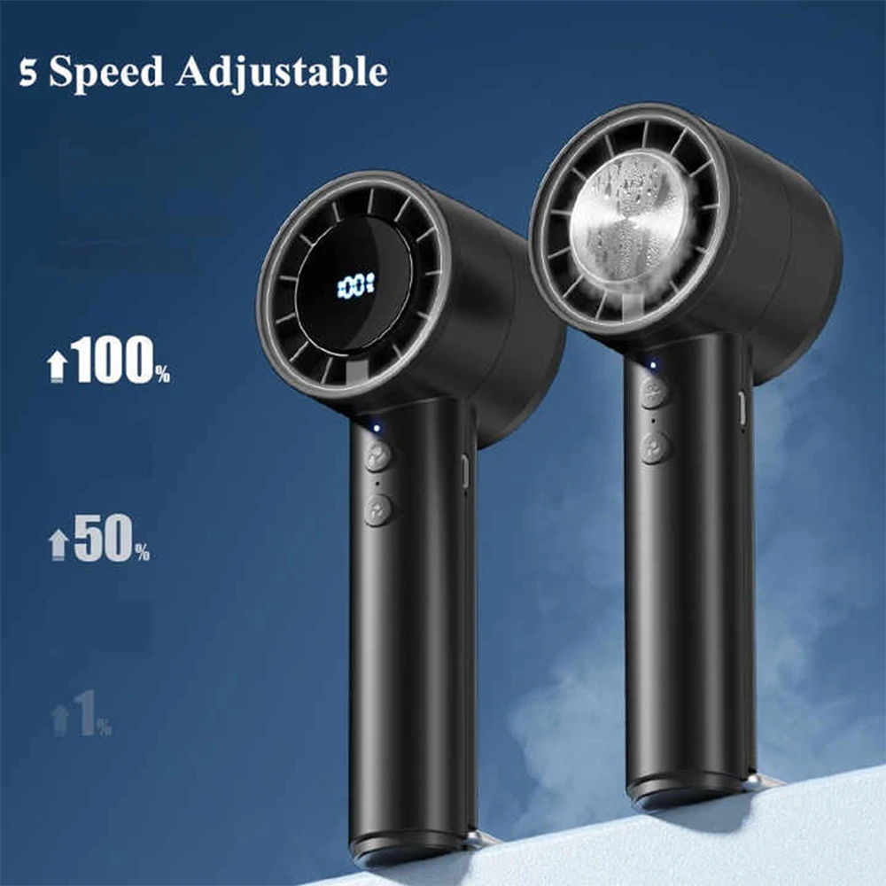 2000mAh 5-Speed Rechargeable Handheld Fan Portable USB Mini Hand Fan for Travel Office Outdoor Use Compact Personal Cooling Fan
