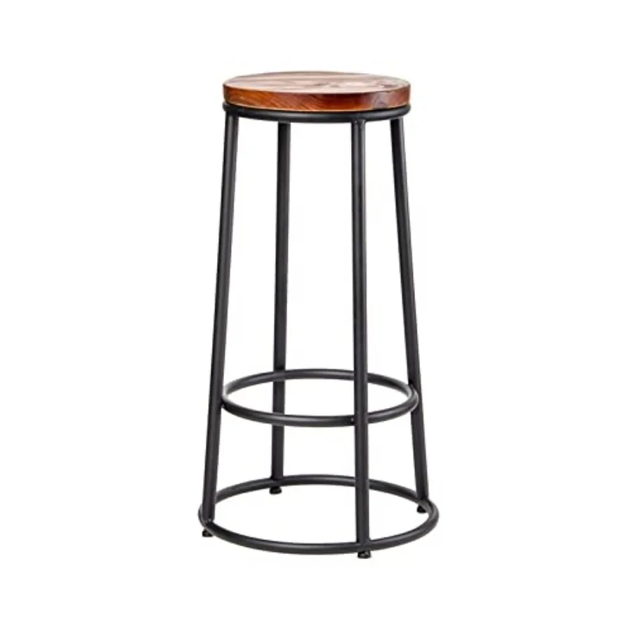 

Pub Barstool Simple Industrial Iron Bar Chair Cashier Reception Desk Coffee Shop Stool Wooden Cushion