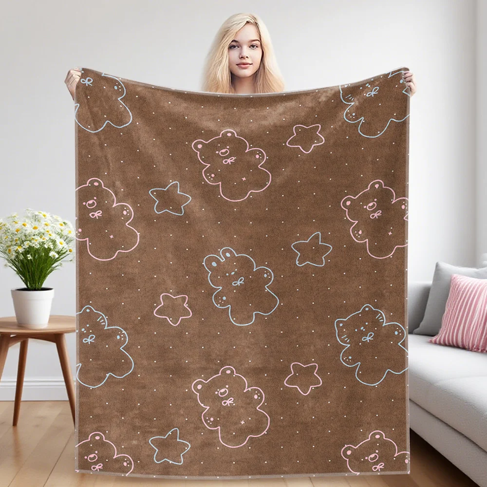 Doodle Bears Nap Blanket,Flannel Blanket,Suitable For Sofas,Beds,Cars,Rooms,Offices,Camping,Exquisite Gift Blankets