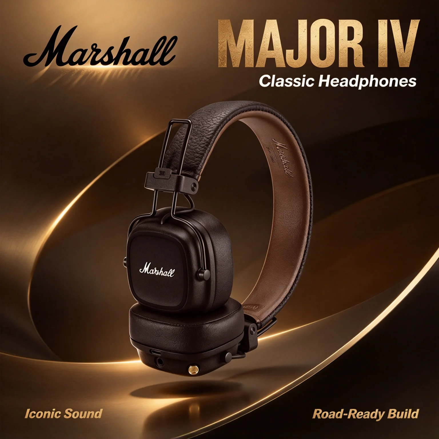 Marshall MAJOR IV Wireless On-Ear Headphones, Retro Rock Design, 40mm Drivers, Built-in Mic for Hands-Free Calls & Music