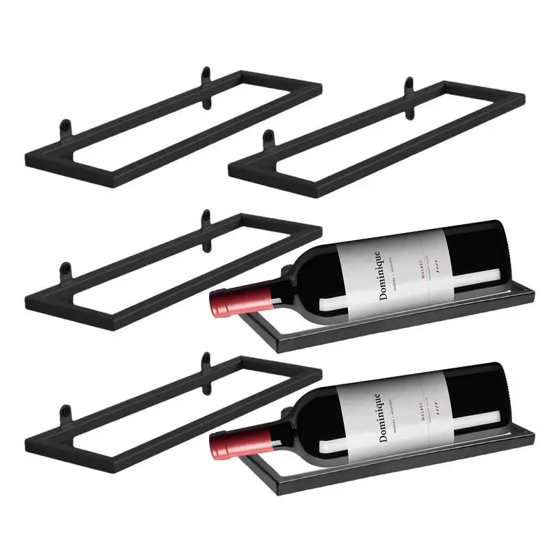 Wall Mounted Wine Racks 6PCS Wine Bottle Holder Wall Shelf Wine Glass Shelf Metal Floating Bar Shelves Rustic Wine Glass Rack