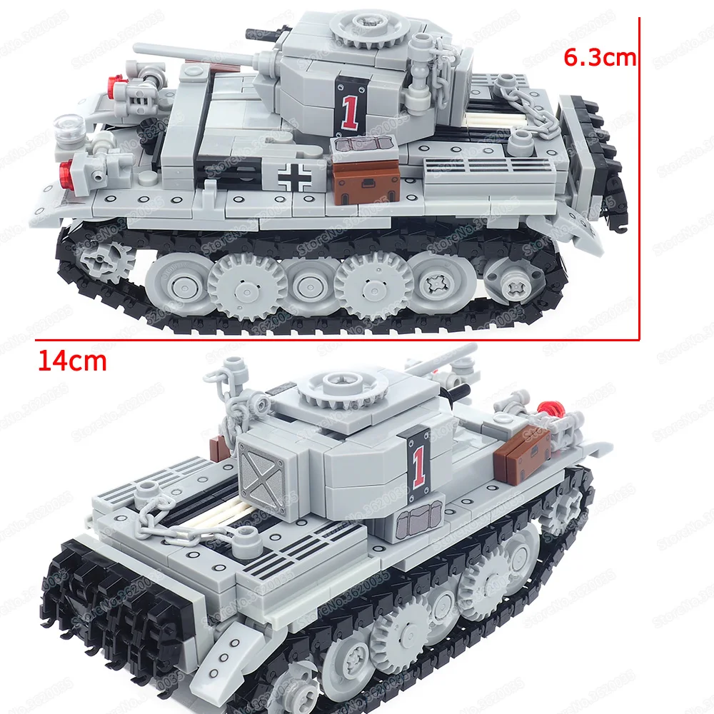 Military VK601 NO1 Tank Type C Building Block Assembled WW2 Figures Soldier War Light Armor Model Weapons Vehicle Child Gift Toy