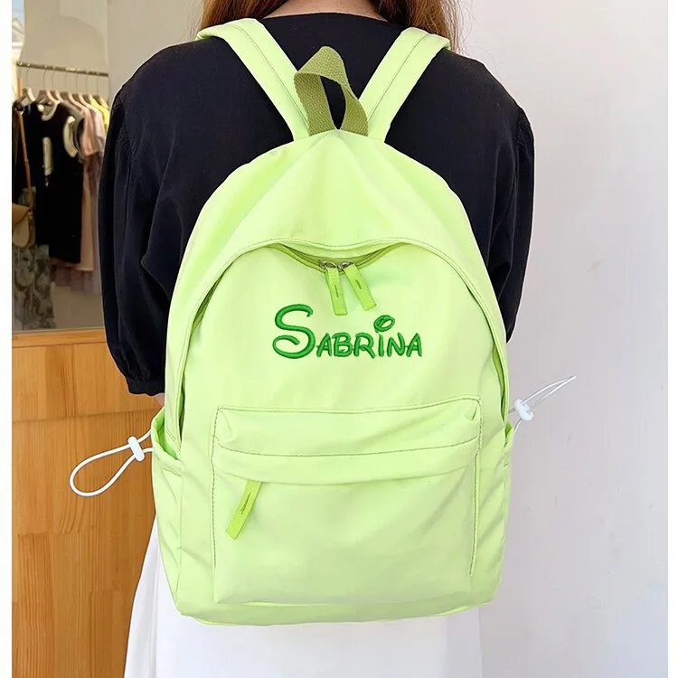 Customized Embroidery Bag With Name Schoolbag Waterproof Teens Girl Casual Daypack Bag Student Supply Gift for KIDS