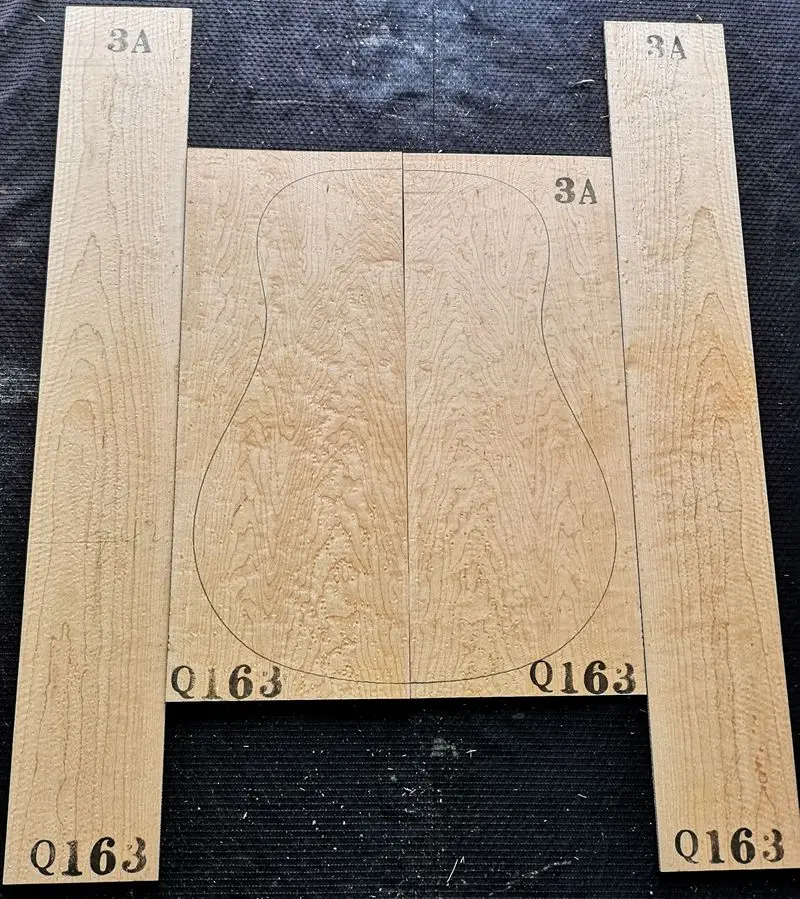 Folk 3a class wooden guitar North n sparrow eye maple back plate wool, guitar making materials DIY materials