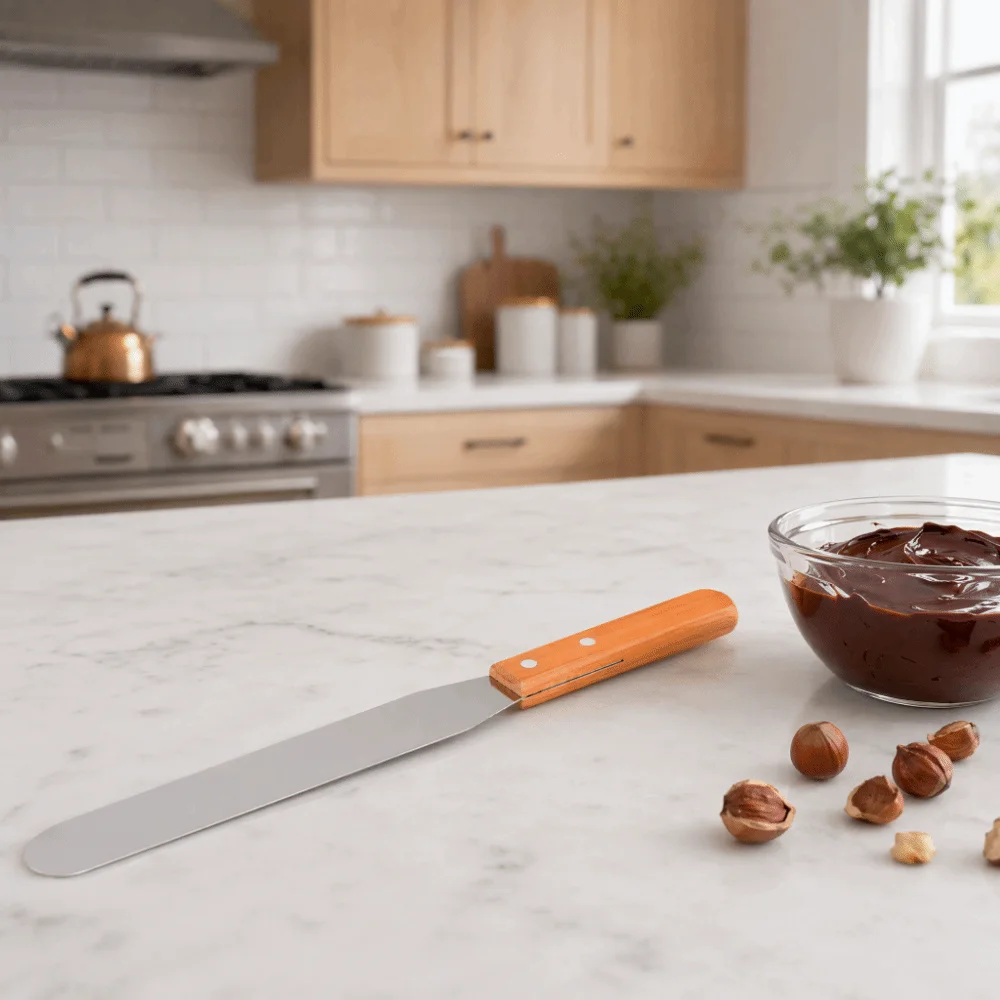 Stainless Steel Cake Icing Spatula Straight Blade Flat Blade Stainless Steel Spatula Riveted Handle Smooth Edge