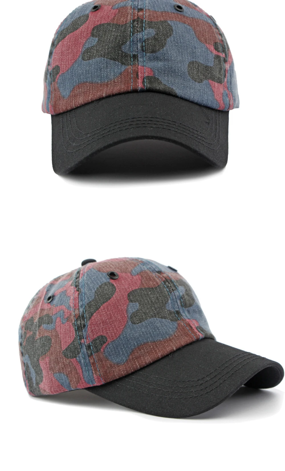 HT4350 Baseballkappe für Herren und Damen, Frühling und Sommer Sonnenkappe, Atmungsaktive Baumwolle, Tarnmuster Baseballmütze, Verstellbare Snapback-Kappe – Detail 9