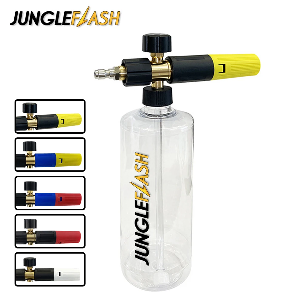 

Пеногенератор JUNGLEFLASH G1/4 Для Мойки автомобиля, быстросъемный прозрачный кастрюль с объемом 1 л, мойка высокого давления для автомобиля, грузовика