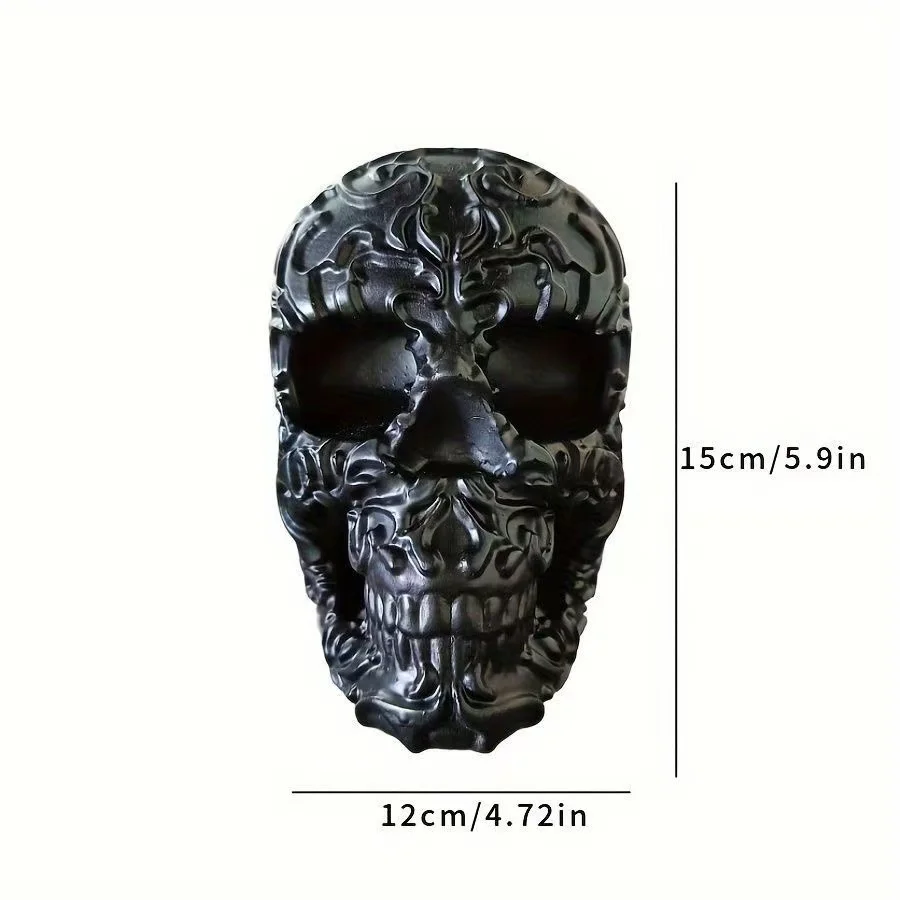 Gothic Black Skull Decorative Resin Ornaments Eyebrow Brush Makeup Brush Holder Pen Holder Storage Crafts Halloween Home Decor
