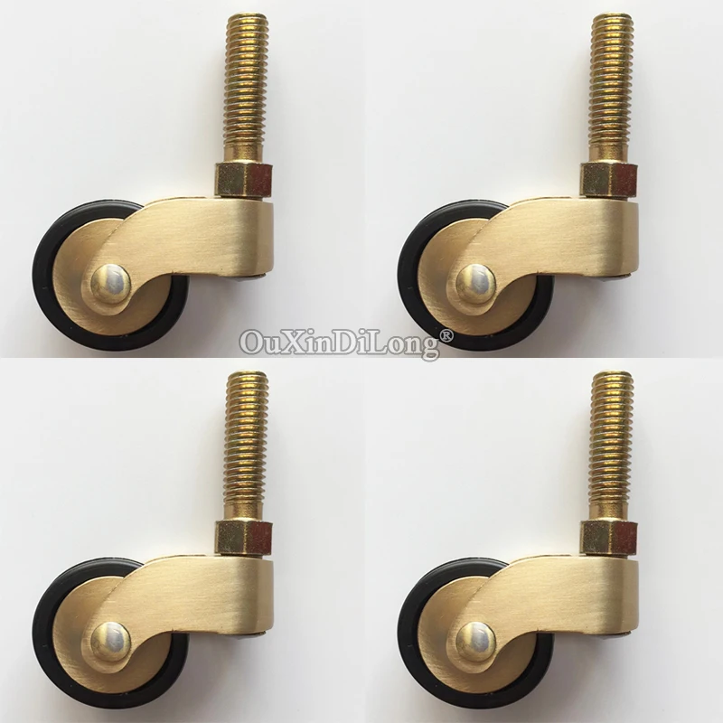 Cheap 4PCS Solid Brass+ Rubber Silent Casters Wheels Table Chair Sofa Couch Bar Furniture Rollers 360° Swivel Castors Runners