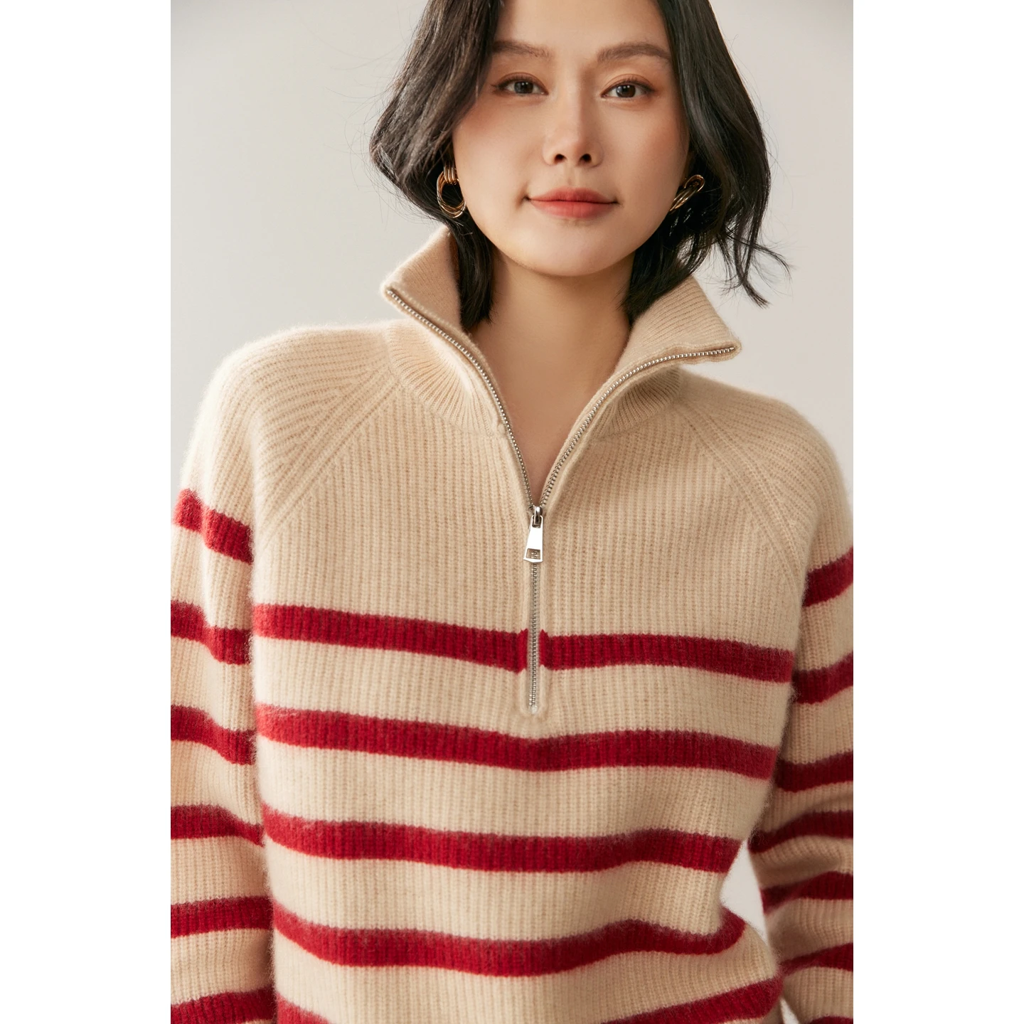 

Осенне-зимний новый женский свитер из 100% чистого кашемира, женский вязаный пуловер, свитер на молнии, женский свитер с высоким воротом, топ