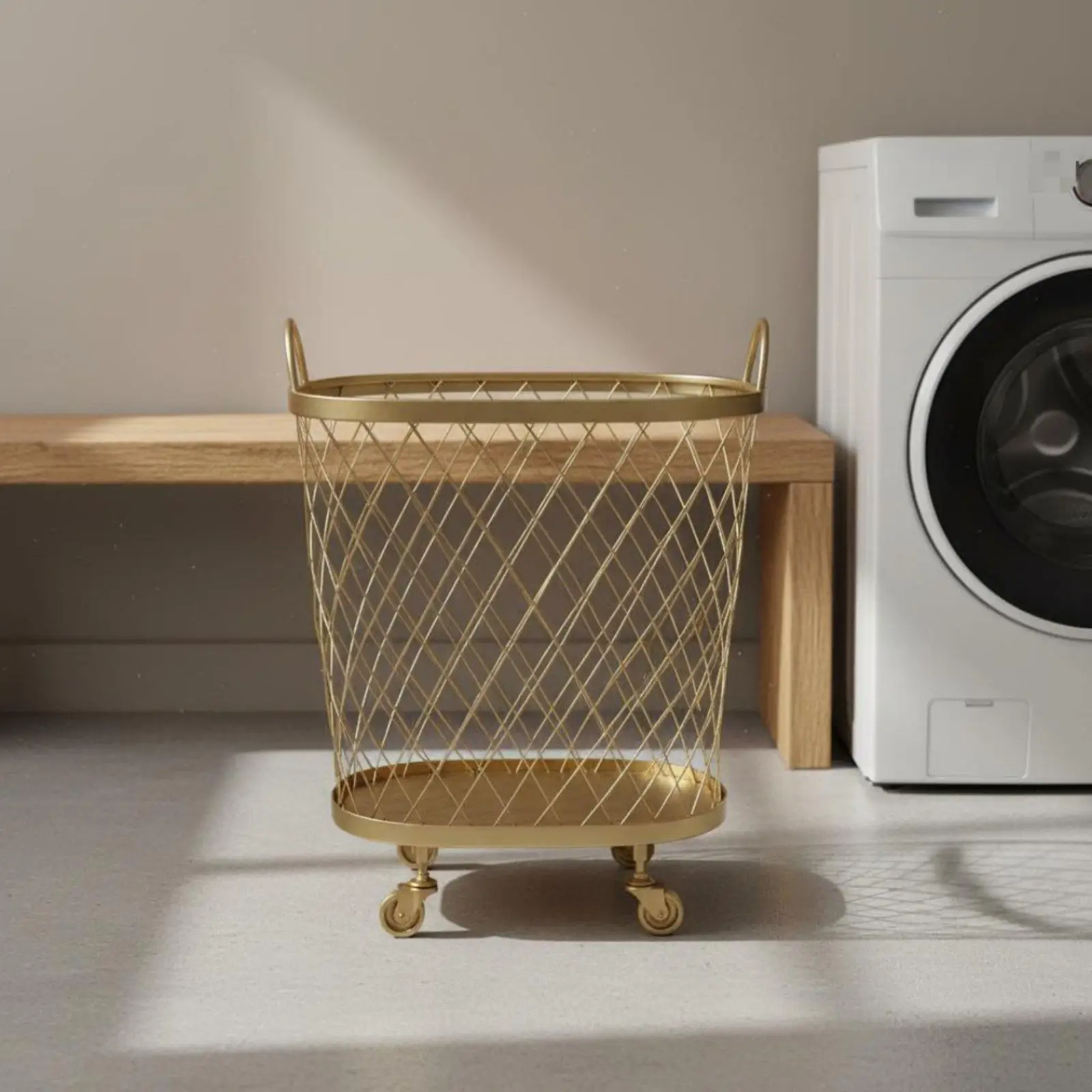 Wire Laundry Basket Breathable Rolling Laundry Hamper Heavy Duty Wheeled Clothes