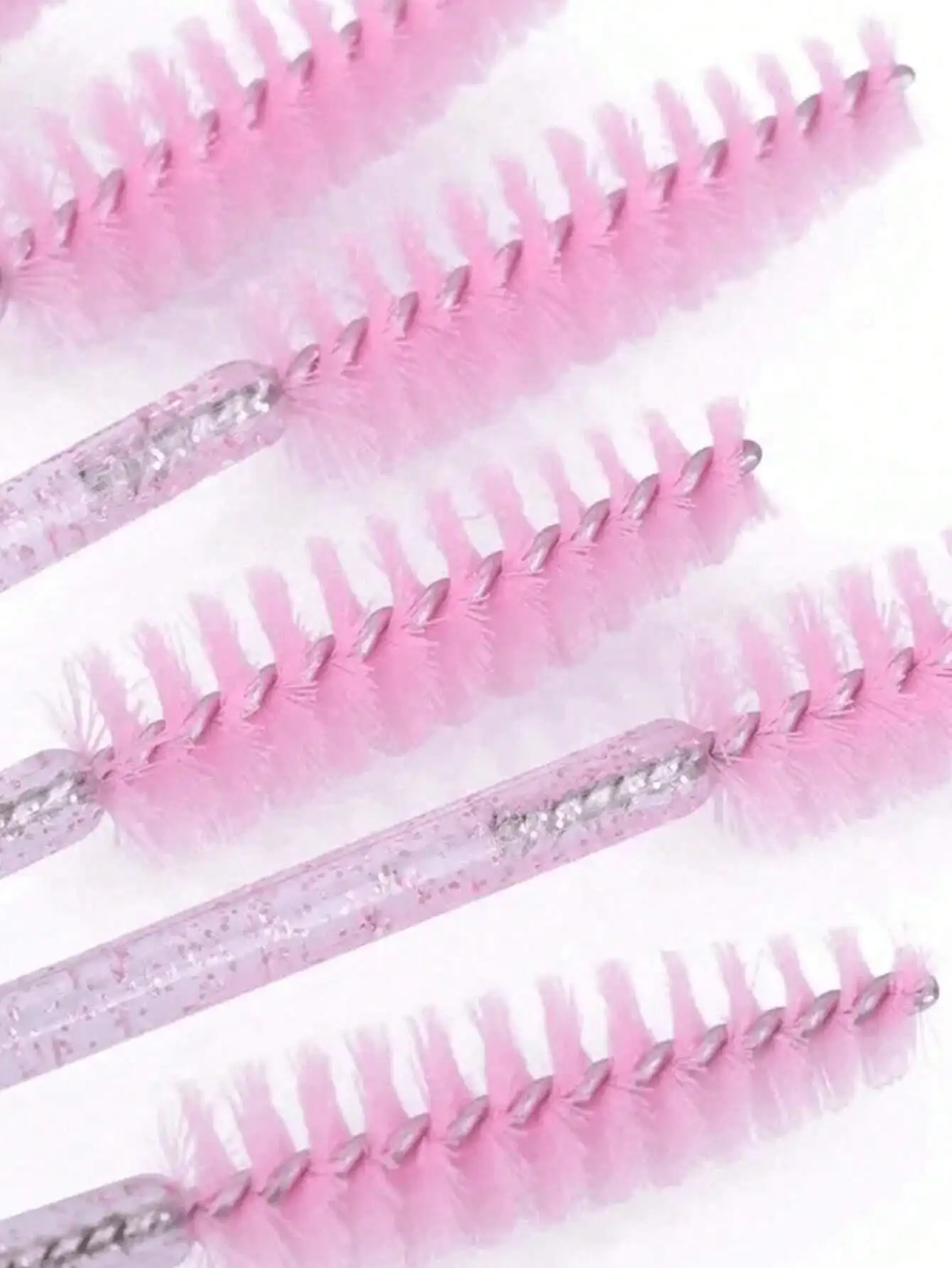 50 قطعة من مكبرات الرموش القابلة للانحناء للاستعمال مرة واحدة - عصي الماسكارا الوردية الكريستالية مع حاوية، لوصلات الرموش/زيت الخروع #6