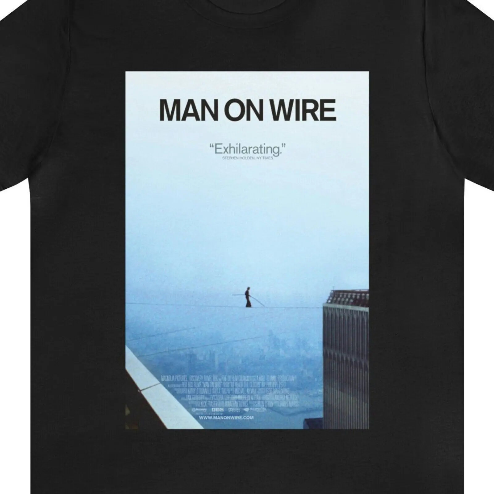 Man on Wire doctumentary shirt Phillip Petite Twin Towers tightrop walk 70s Es