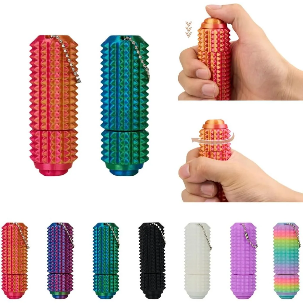 3D Printed Spiky Fidget Toy Button Click & 360° Rotate Palm 