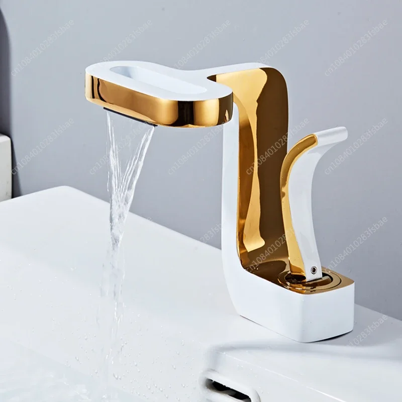 Creative Waterfall Wash Basin Faucet Washbasin Hot and Cold Toilet Bathroom Cabinet Faucet All Copper Household