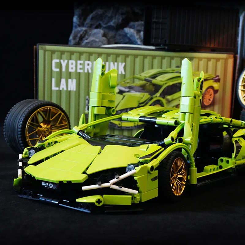 

Green Technical Racing Sport Car 1280PCS Model Building Blocks City Speed Vehicle Supercar Brick Puzzle Toys Kid Adult Gift