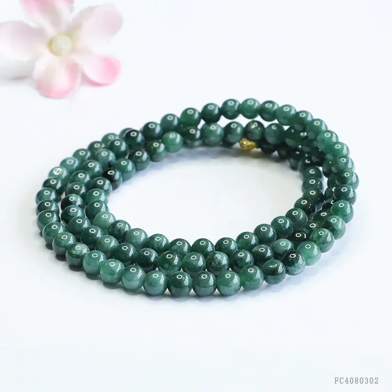 

Fine Jewelry Natural Jade A+ Jadeite Pearl Chain Blue Water Jade Necklace Hanging Chain