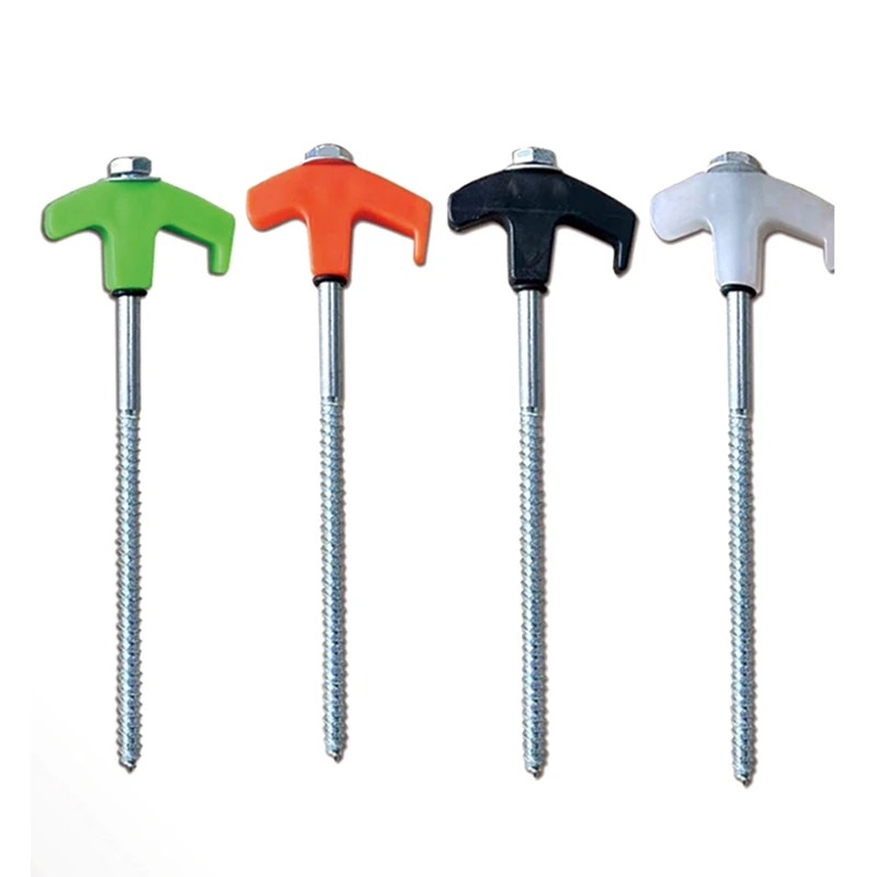 200Mmx8pcs Metal Tent Spikes Camping Pegs Drill In Ground Anchors Spiral Screw With Hex Socket Stakes Camping Stakes